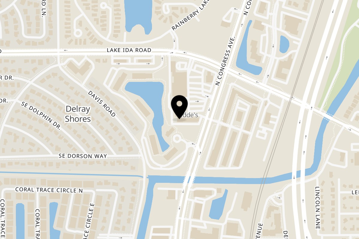 Map showing the location of A Empanadas on 600 N Congress Ave #160 in Delray Beach